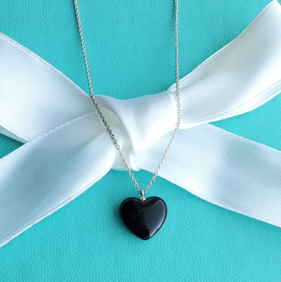 Retired Black Onyx Heart Pendant 